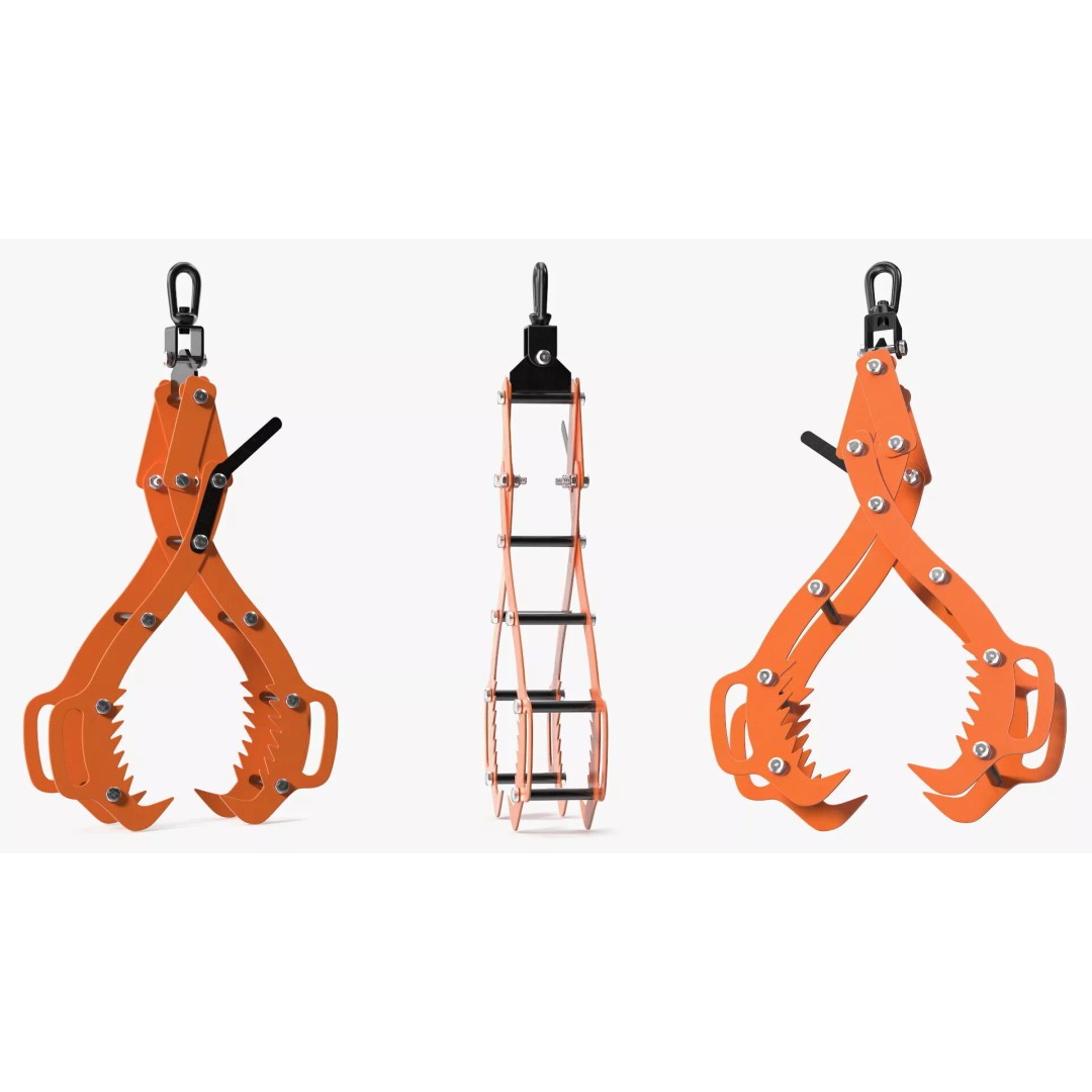 Timber Lifting Tongs 3D Model – Rigged Industrial Tool for Animation - View 8
