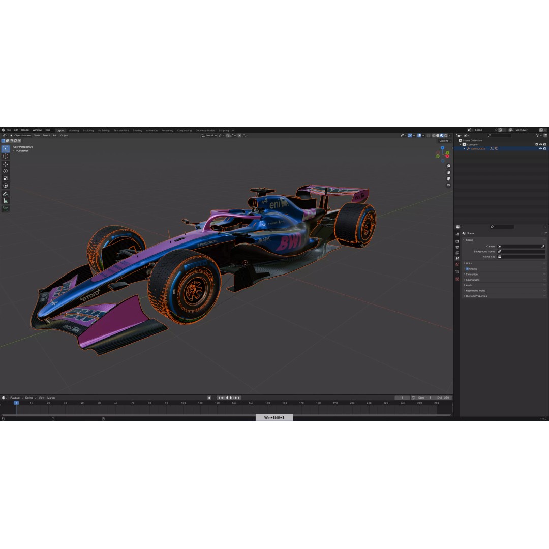 F1 Alpine A526 2026 3D Model – High Poly Racing Car, FBX, PBR Textures - View 27