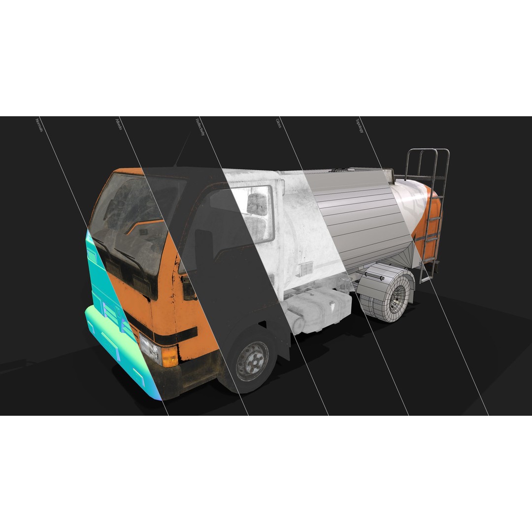 Light Truck Cistern 3D Model – Low Poly Game Ready Vehicle, FBX