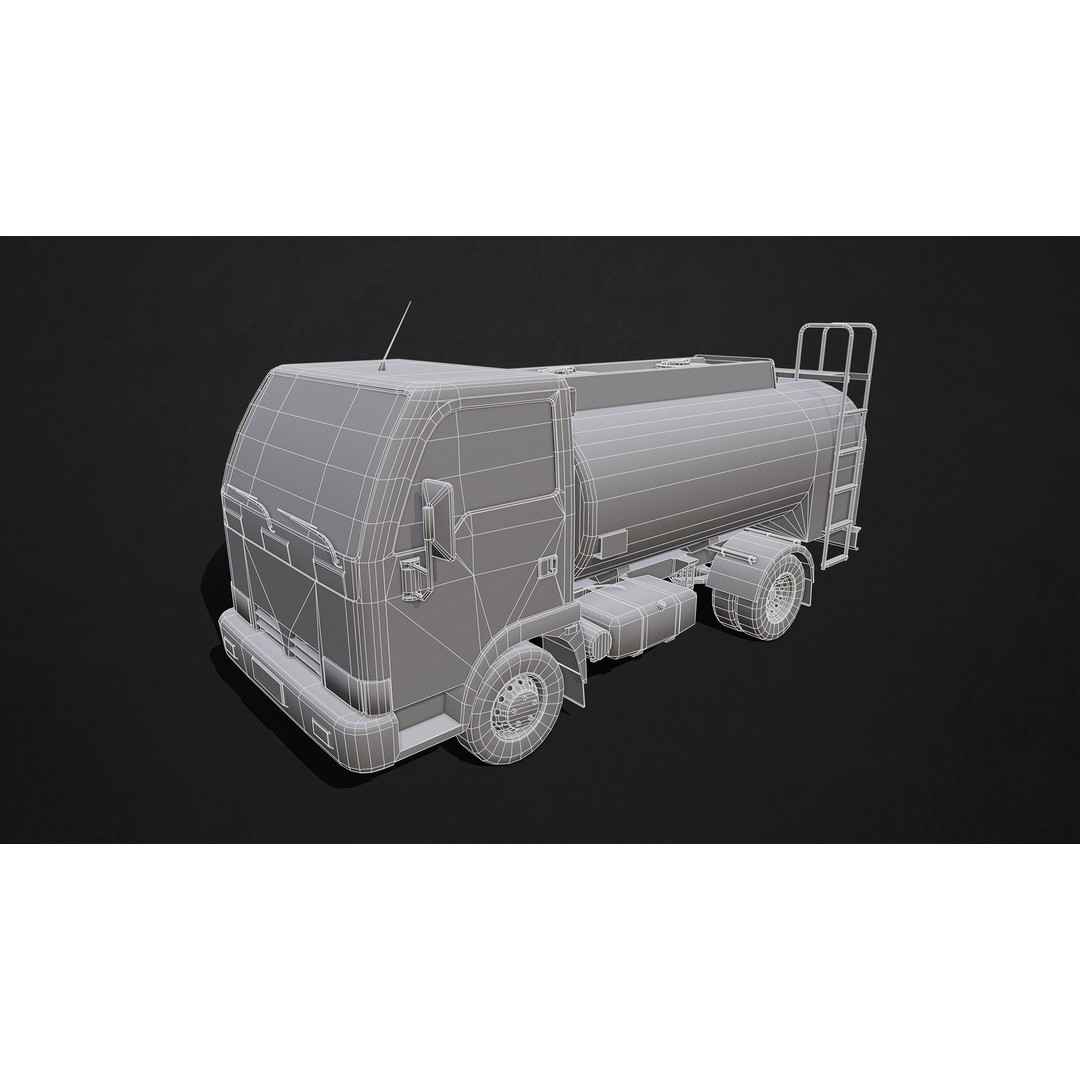 Light Truck Cistern 3D Model – Low Poly Game Ready Vehicle, FBX - View 12