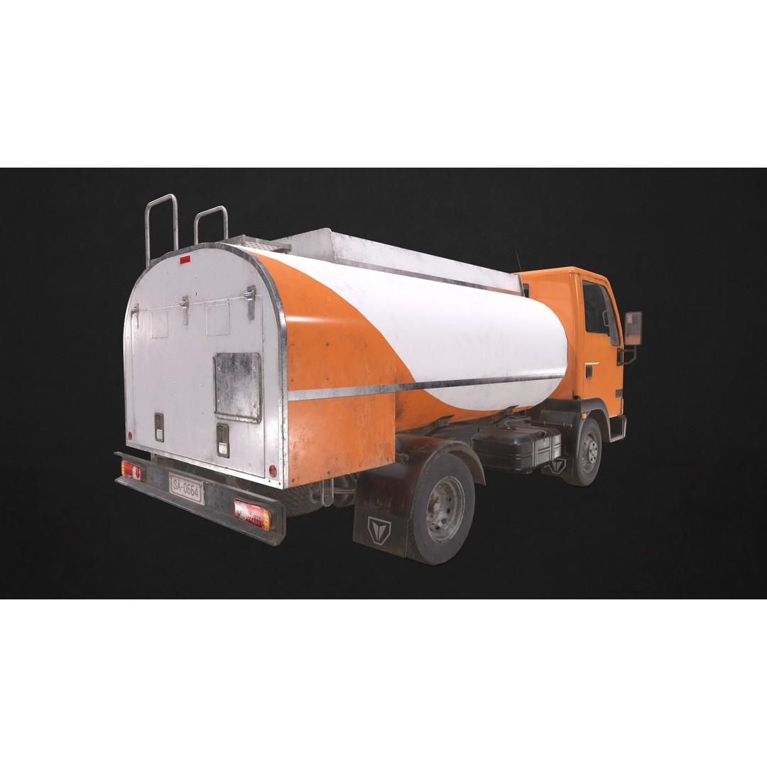 Light Truck Cistern 3D Model – Low Poly Game Ready Vehicle, FBX - View 3