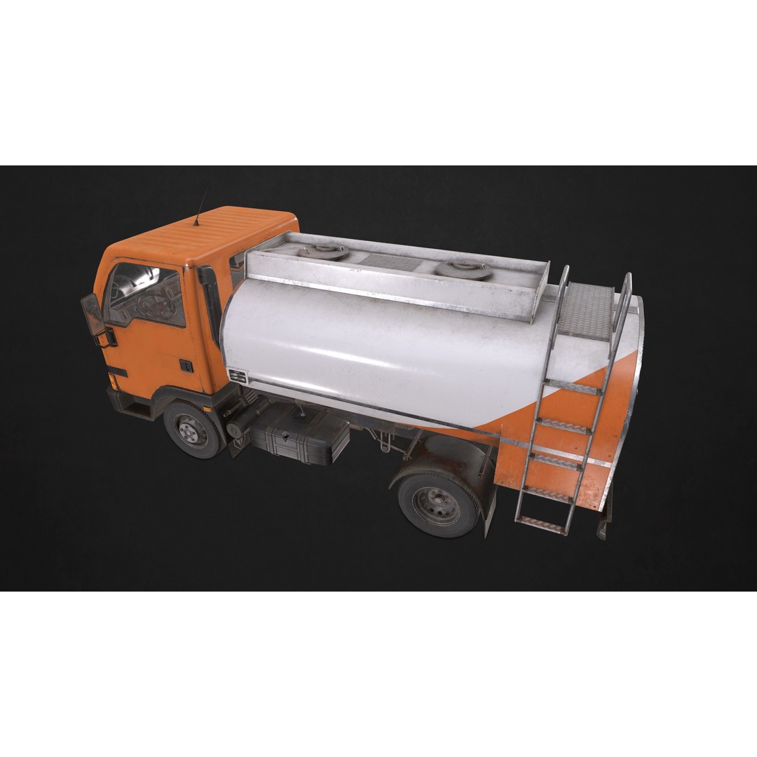 Light Truck Cistern 3D Model – Low Poly Game Ready Vehicle, FBX - View 4