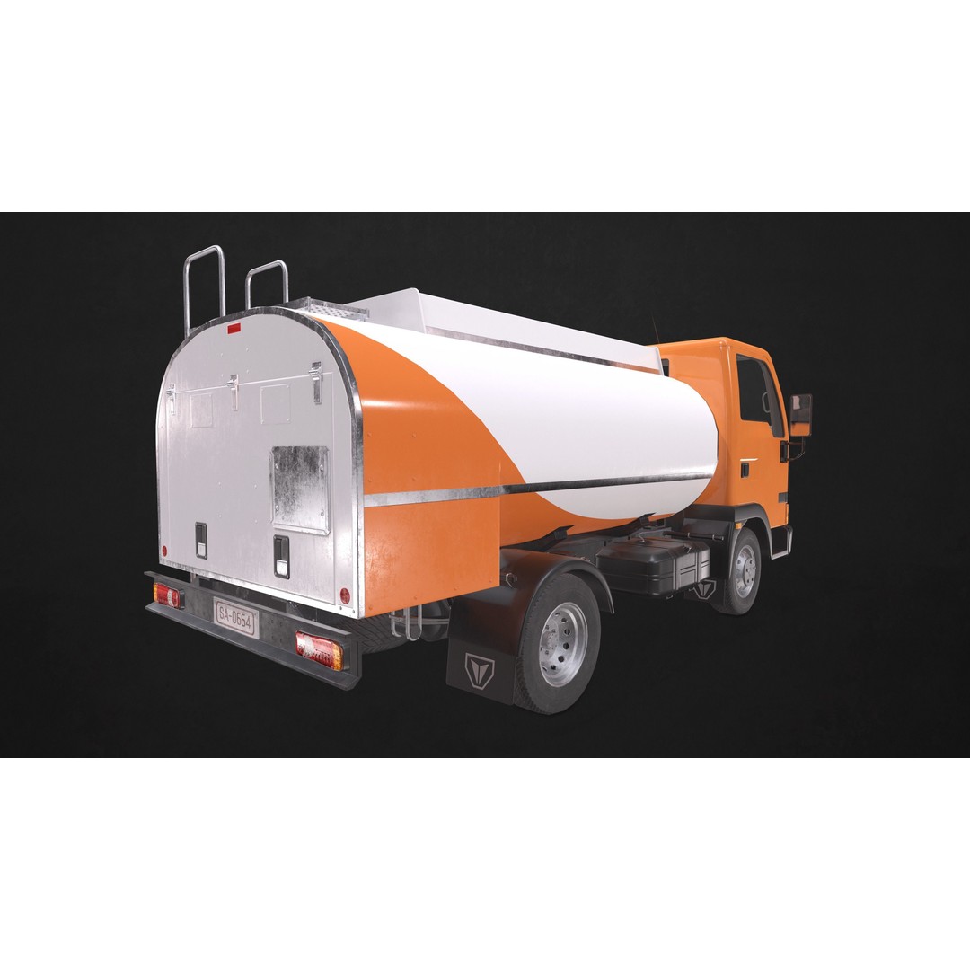 Light Truck Cistern 3D Model – Low Poly Game Ready Vehicle, FBX - View 9