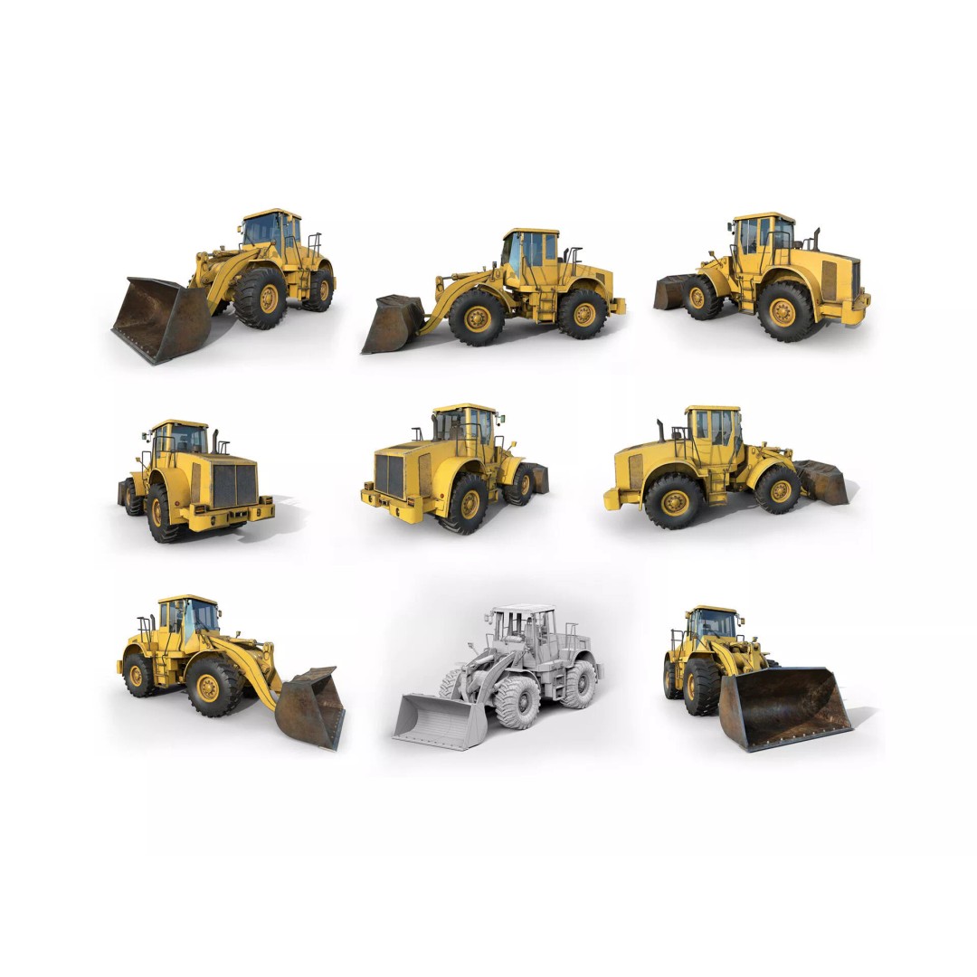Heavy Industrial Vehicles 3D Model – Low Poly Game Asset, FBX, PBR - View 14