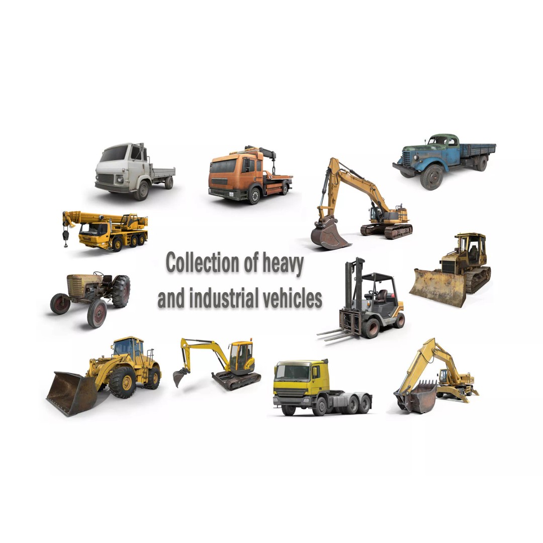 Heavy Industrial Vehicles 3D Model – Low Poly Game Asset, FBX, PBR - View 2