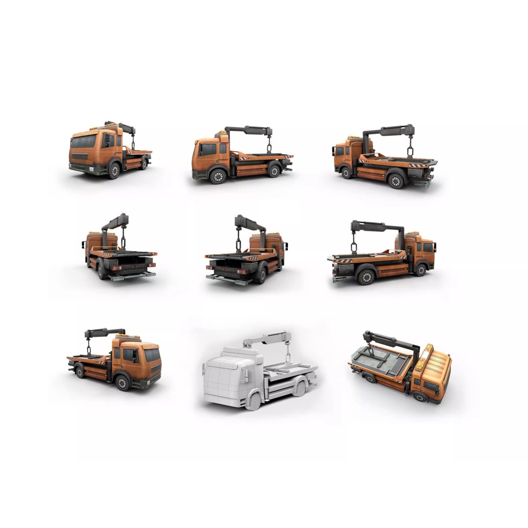 Heavy Industrial Vehicles 3D Model – Low Poly Game Asset, FBX, PBR - View 5