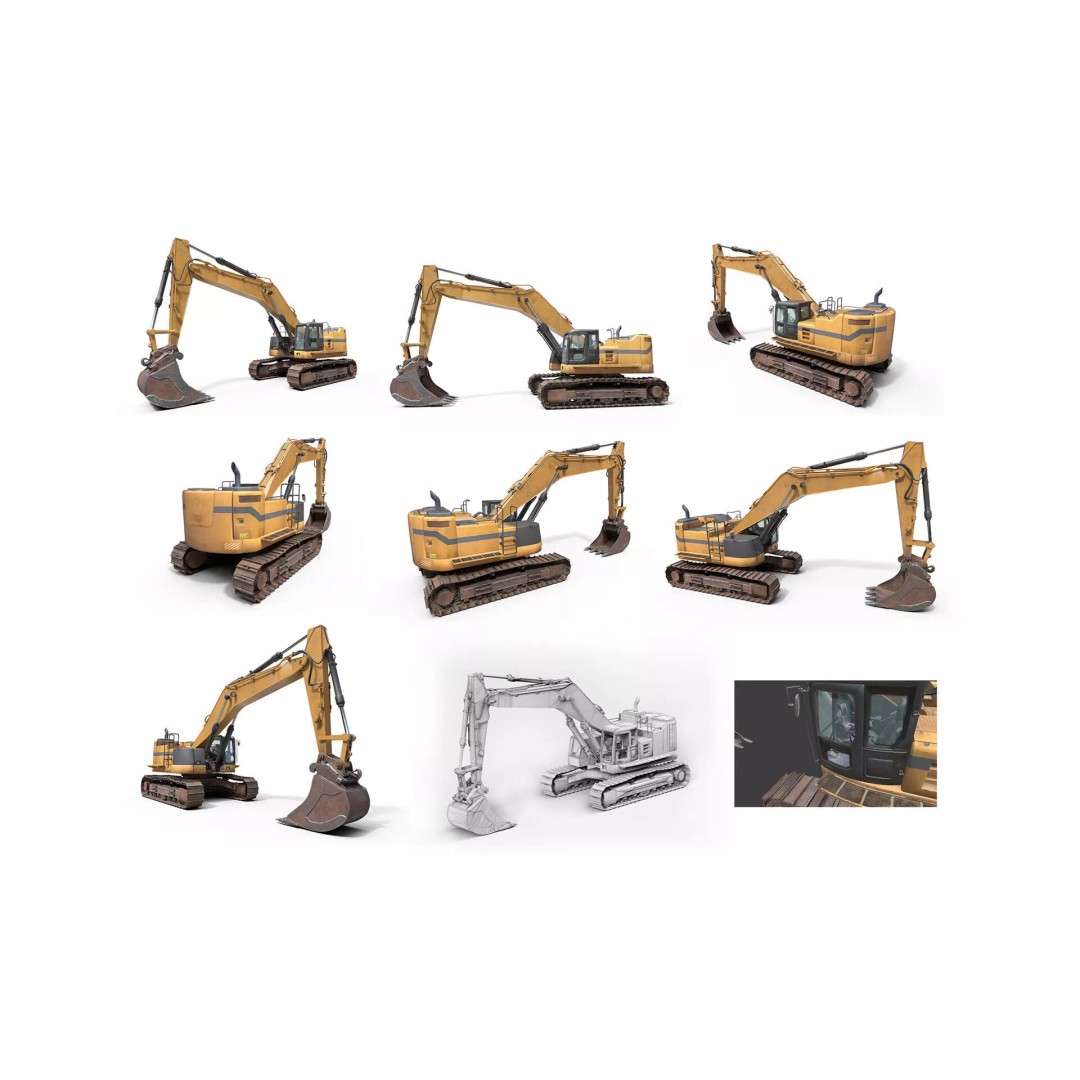 Heavy Industrial Vehicles 3D Model – Low Poly Game Asset, FBX, PBR - View 6