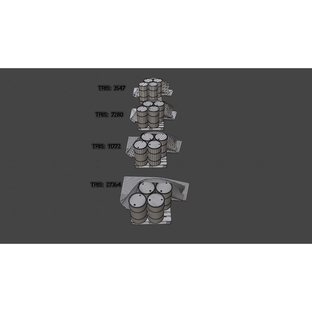 Covered Barrels 3D Model – Low Poly Game Asset, FBX, PBR Textures - View 15