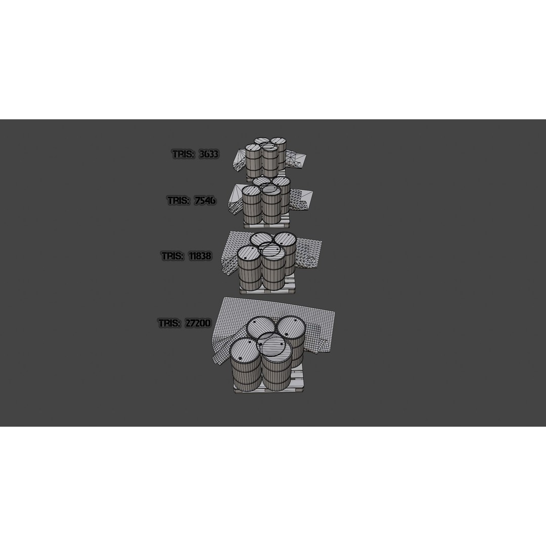Covered Barrels 3D Model – Low Poly Game Asset, FBX, PBR Textures - View 16