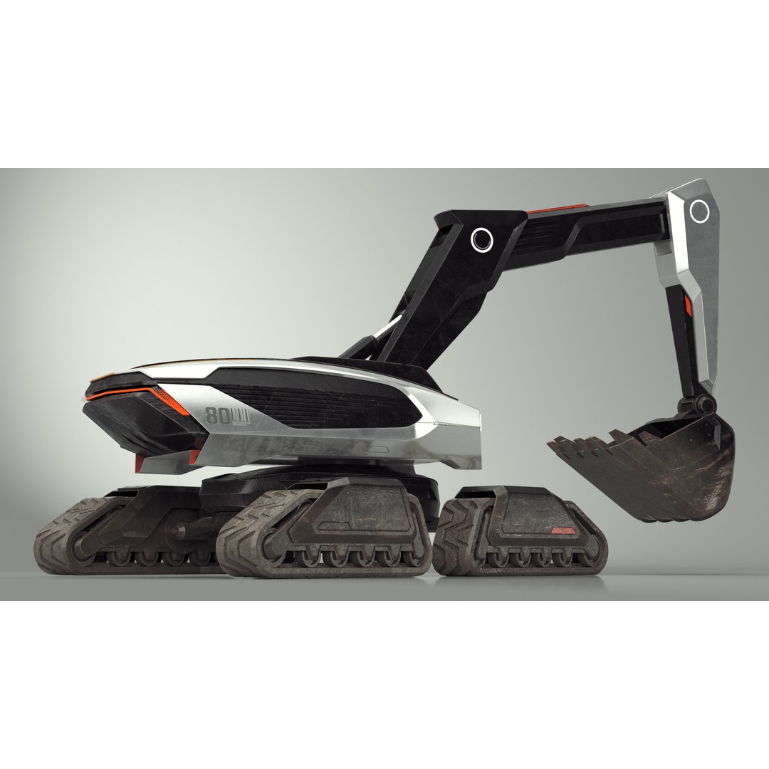 Excavator SciFi Concept 3D Model – Rigged Futuristic Vehicle, FBX - View 10