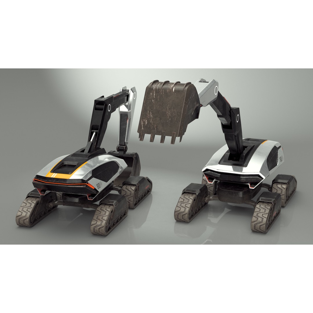 Excavator SciFi Concept 3D Model – Rigged Futuristic Vehicle, FBX - View 11