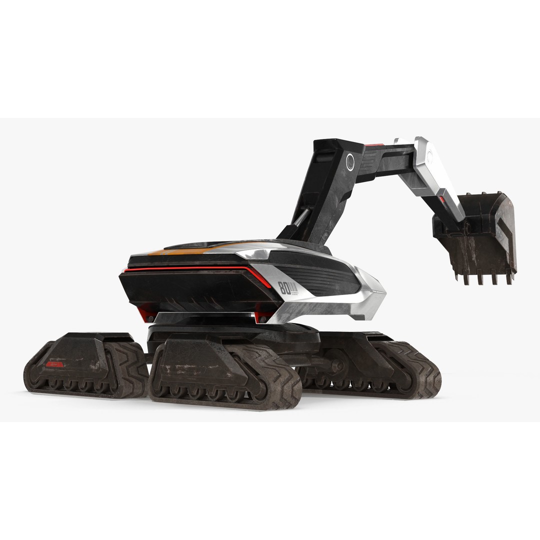 Excavator SciFi Concept 3D Model – Rigged Futuristic Vehicle, FBX - View 12