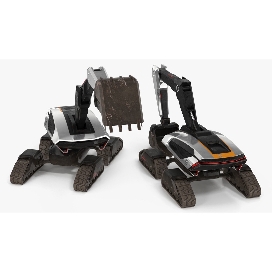 Excavator SciFi Concept 3D Model – Rigged Futuristic Vehicle, FBX - View 13