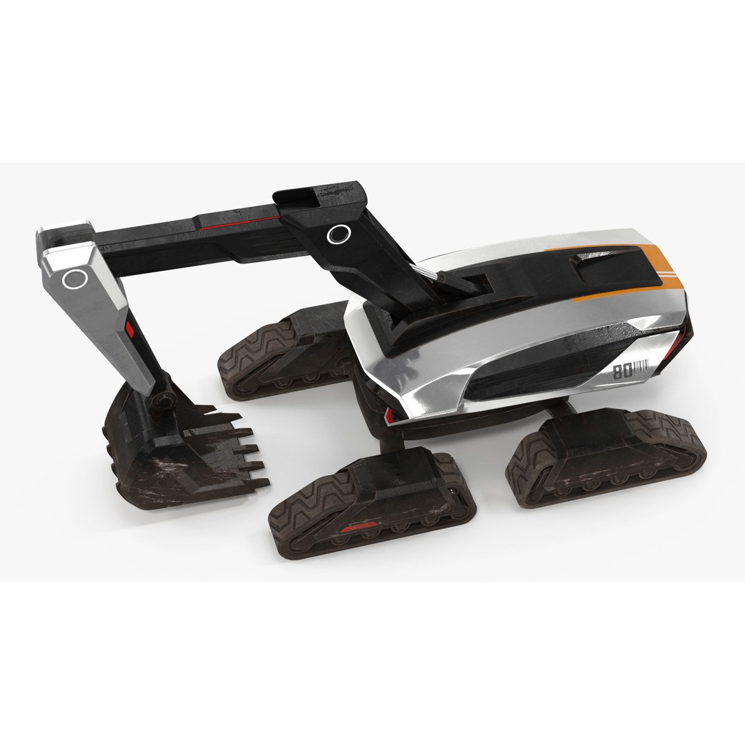 Excavator SciFi Concept 3D Model – Rigged Futuristic Vehicle, FBX - View 14