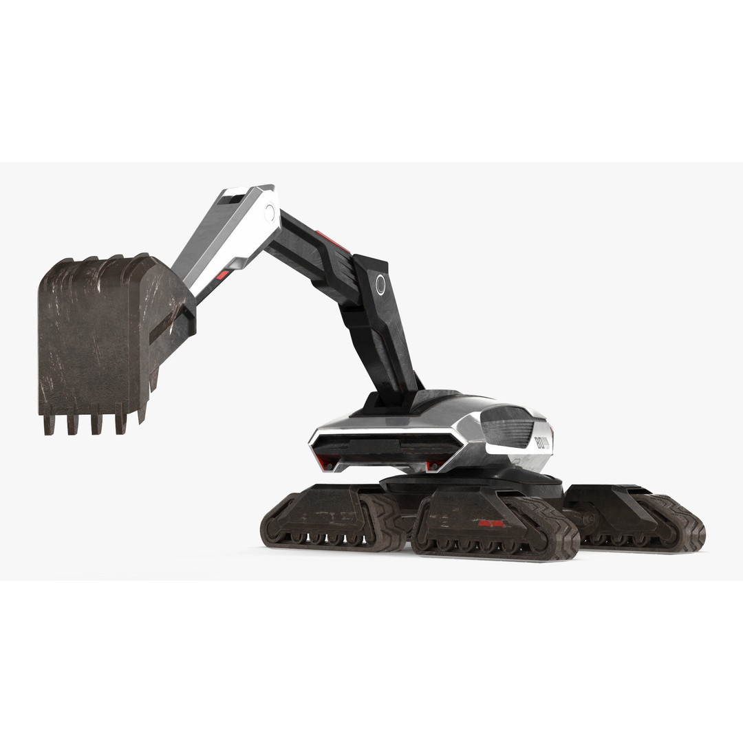 Excavator SciFi Concept 3D Model – Rigged Futuristic Vehicle, FBX - View 2