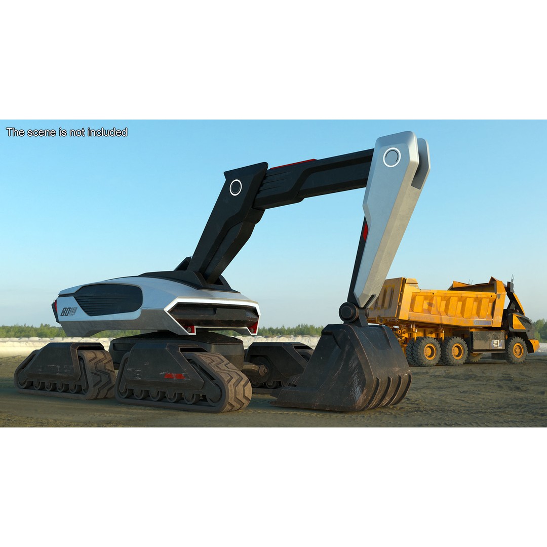 Excavator SciFi Concept 3D Model – Rigged Futuristic Vehicle, FBX - View 3