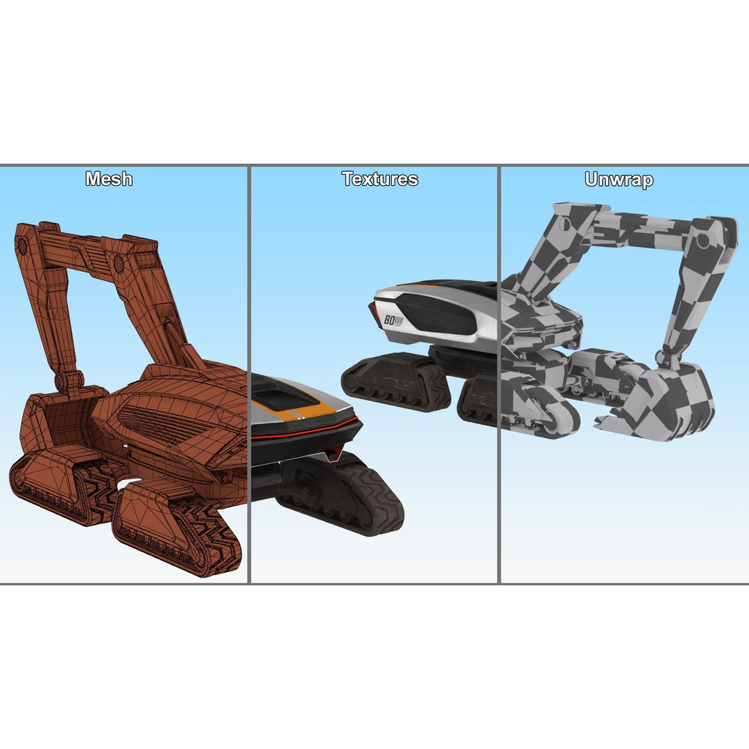 Excavator SciFi Concept 3D Model – Rigged Futuristic Vehicle, FBX - View 32