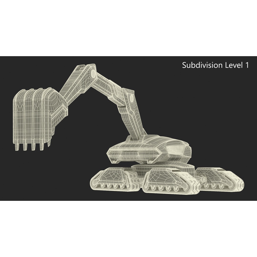 Excavator SciFi Concept 3D Model – Rigged Futuristic Vehicle, FBX - View 34