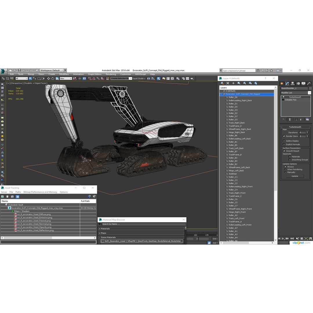Excavator SciFi Concept 3D Model – Rigged Futuristic Vehicle, FBX - View 37