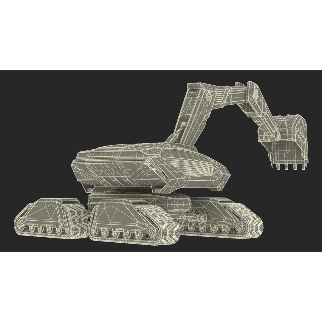 Excavator SciFi Concept 3D Model – Rigged Futuristic Vehicle, FBX - View 38