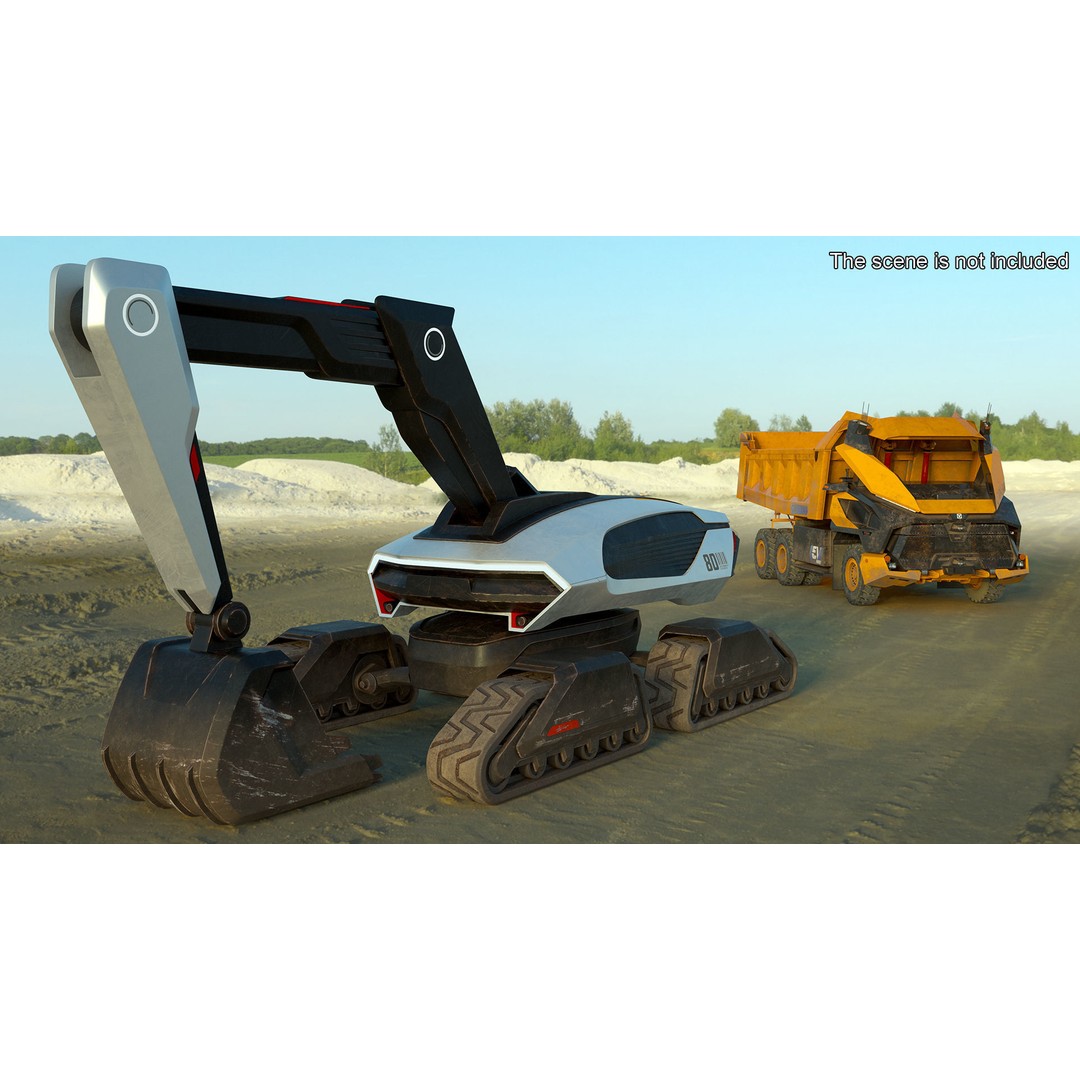 Excavator SciFi Concept 3D Model – Rigged Futuristic Vehicle, FBX - View 4