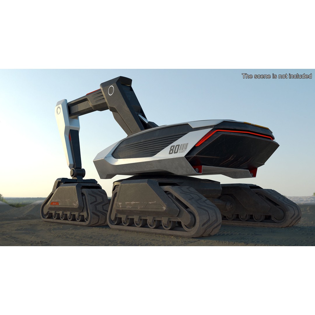 Excavator SciFi Concept 3D Model – Rigged Futuristic Vehicle, FBX - View 5