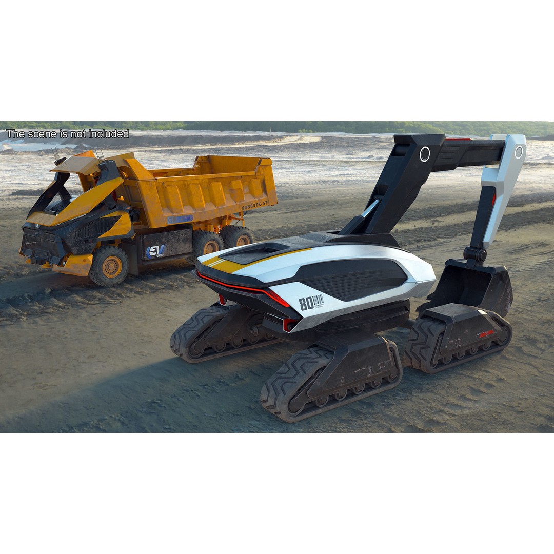 Excavator SciFi Concept 3D Model – Rigged Futuristic Vehicle, FBX - View 6