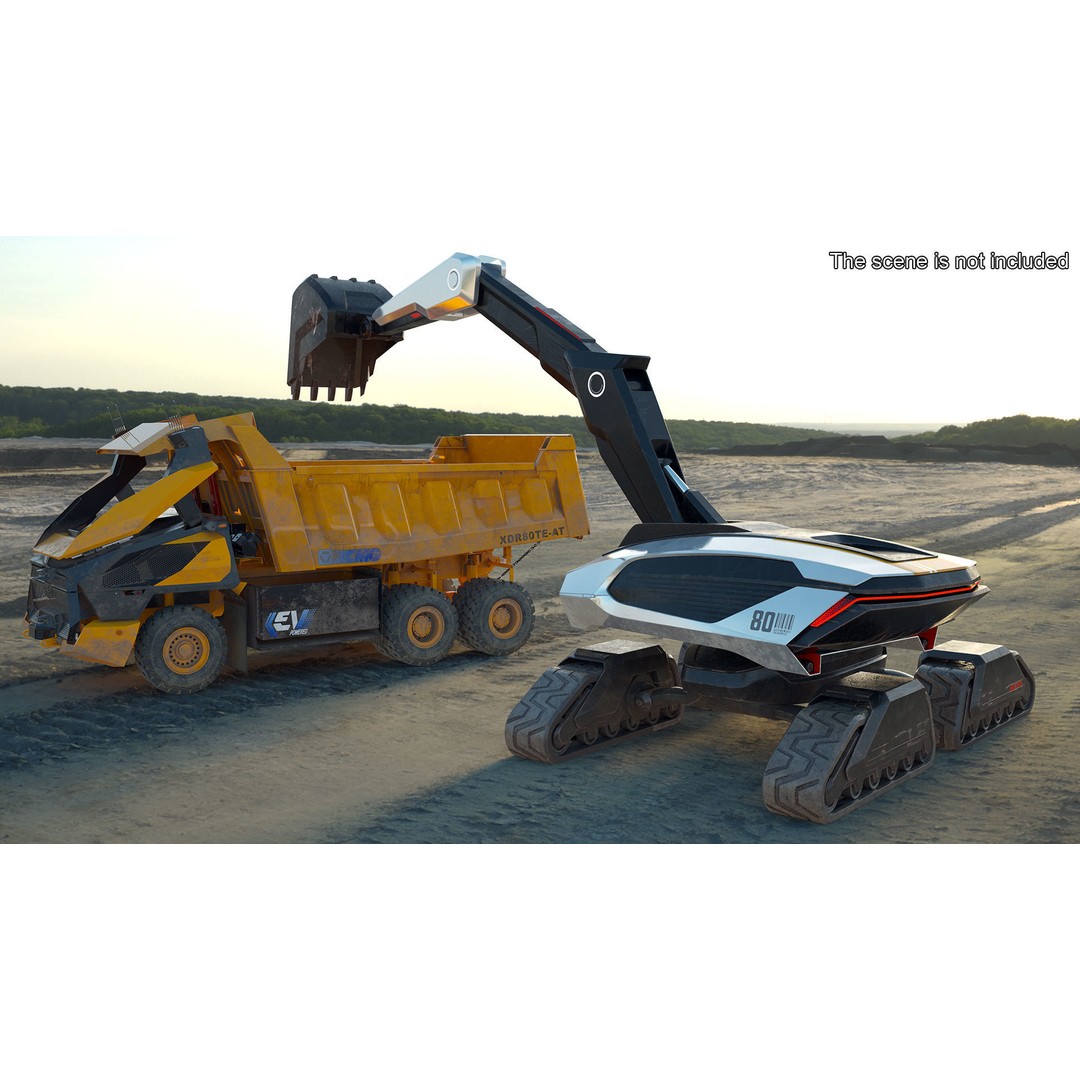 Excavator SciFi Concept 3D Model – Rigged Futuristic Vehicle, FBX - View 7
