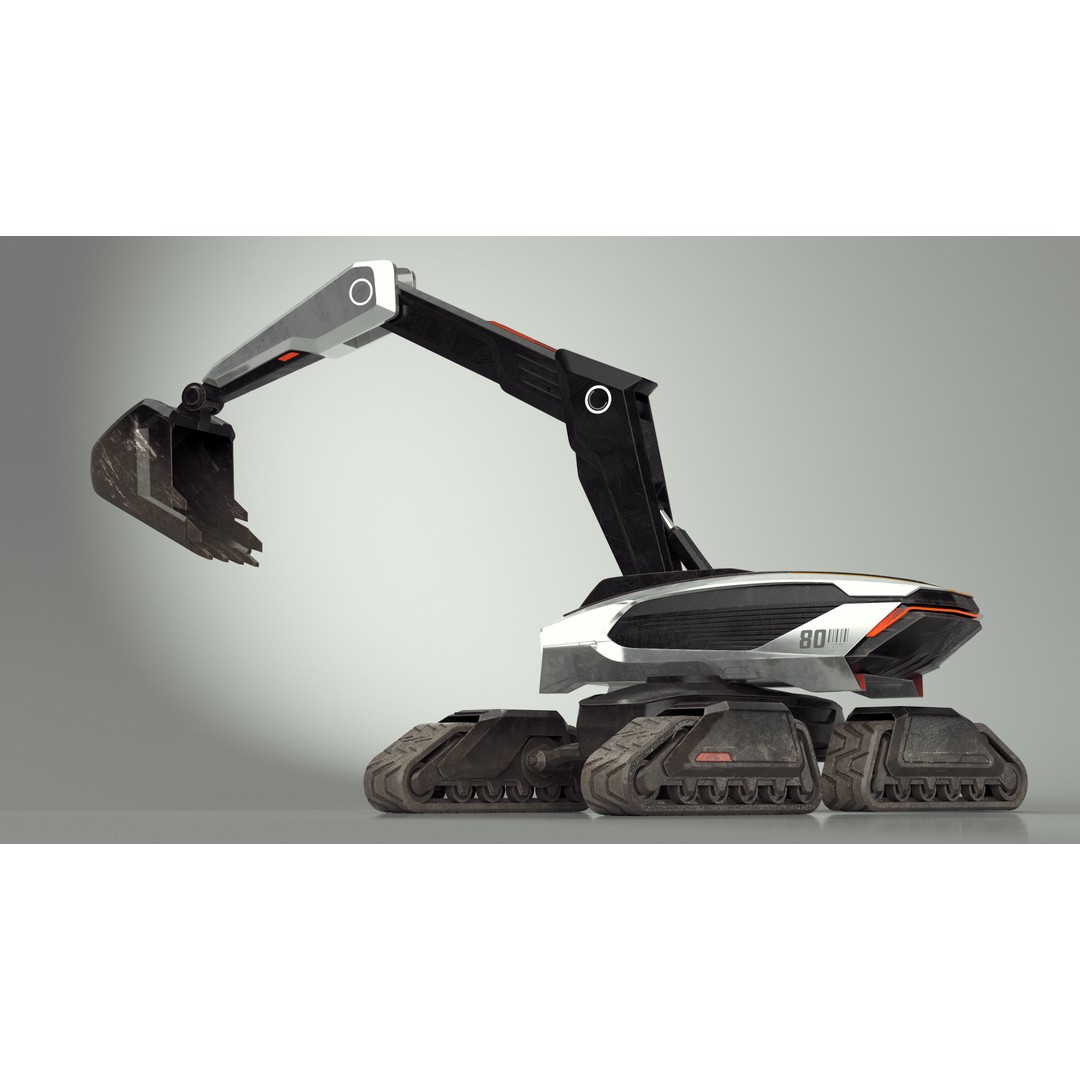 Excavator SciFi Concept 3D Model – Rigged Futuristic Vehicle, FBX - View 9