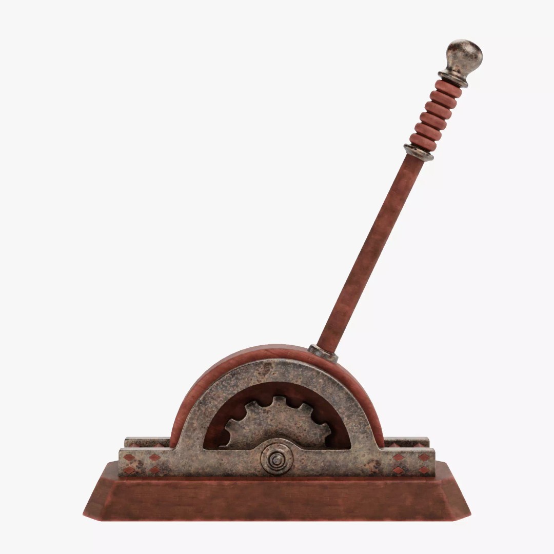 Rusty Lever 3D Model – Rigged Low-Poly Industrial Tool, Blender