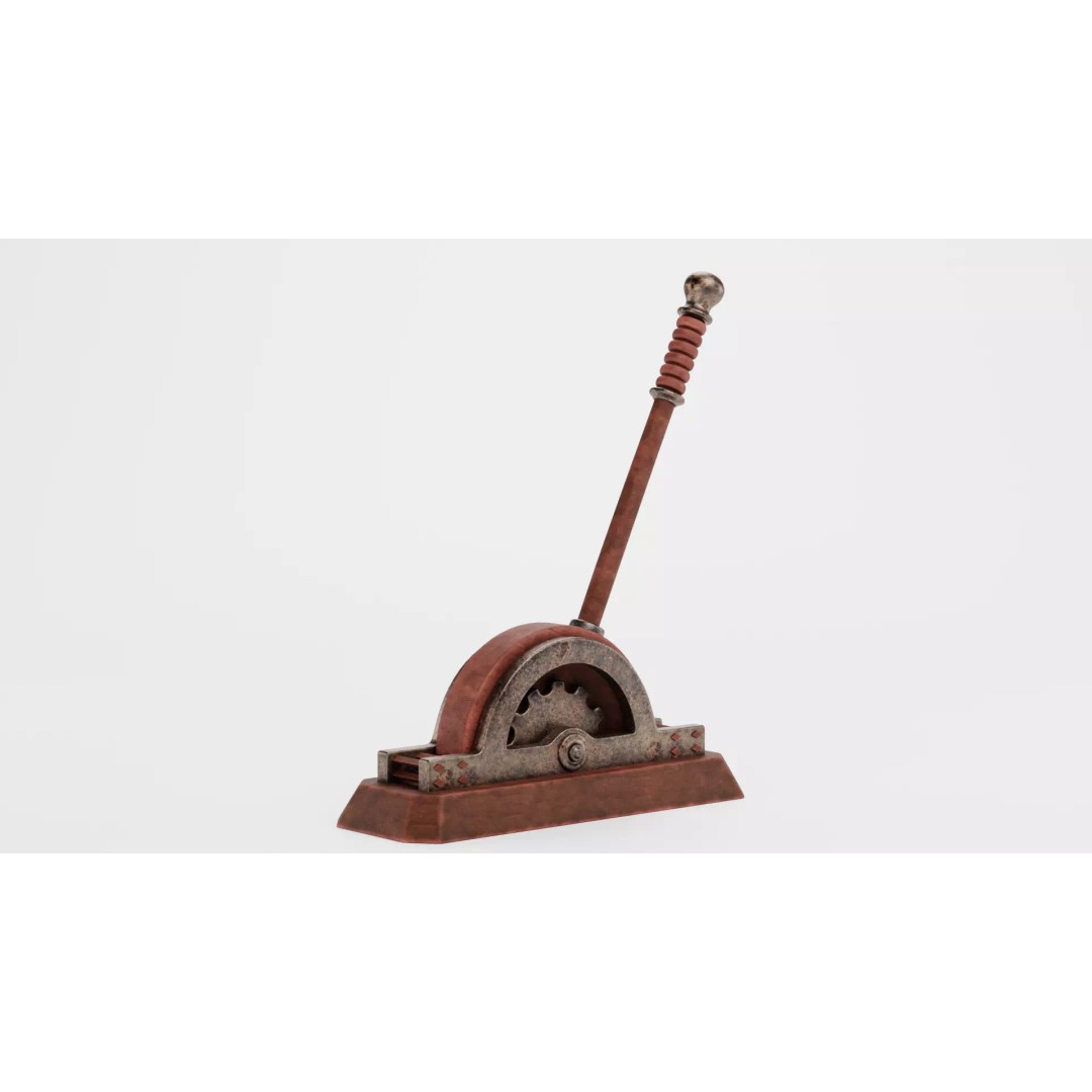 Rusty Lever 3D Model – Rigged Low-Poly Industrial Tool, Blender - View 2