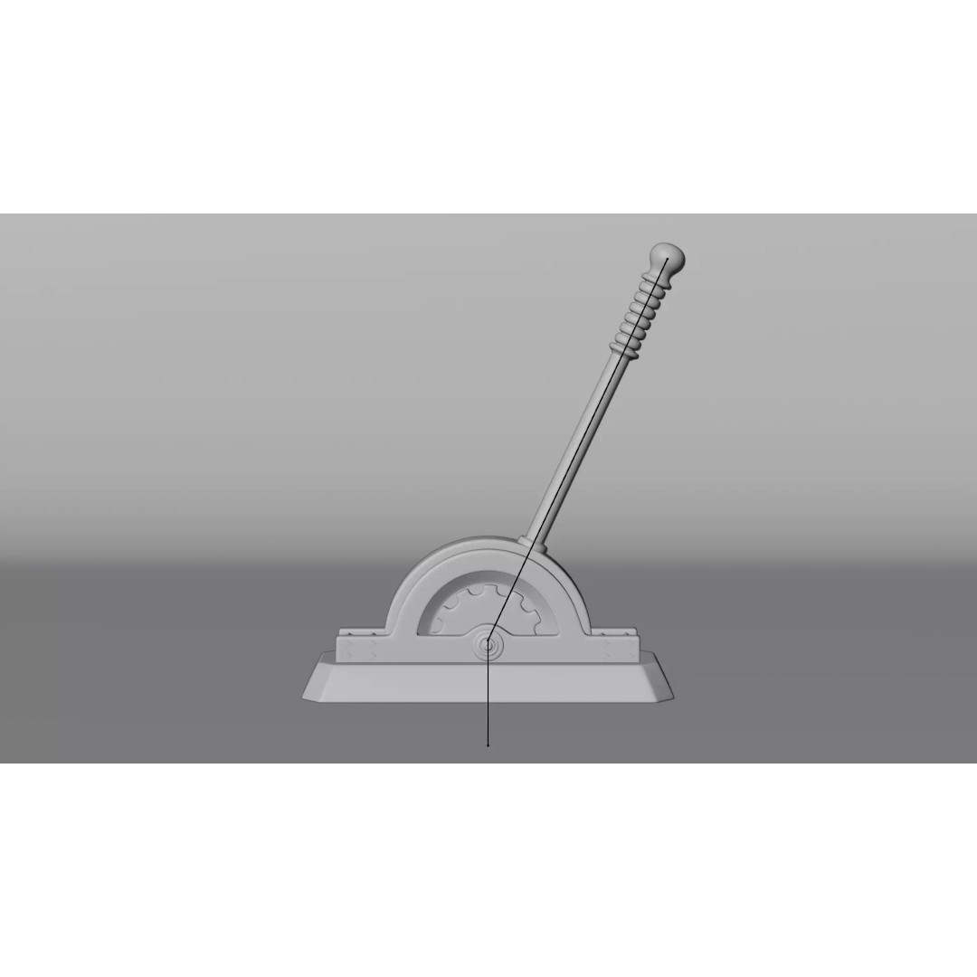 Rusty Lever 3D Model – Rigged Low-Poly Industrial Tool, Blender - View 3
