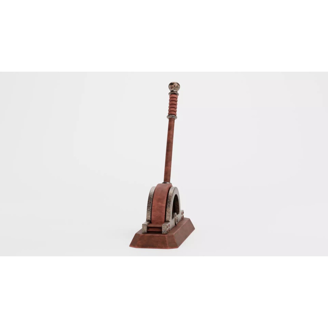 Rusty Lever 3D Model – Rigged Low-Poly Industrial Tool, Blender - View 4
