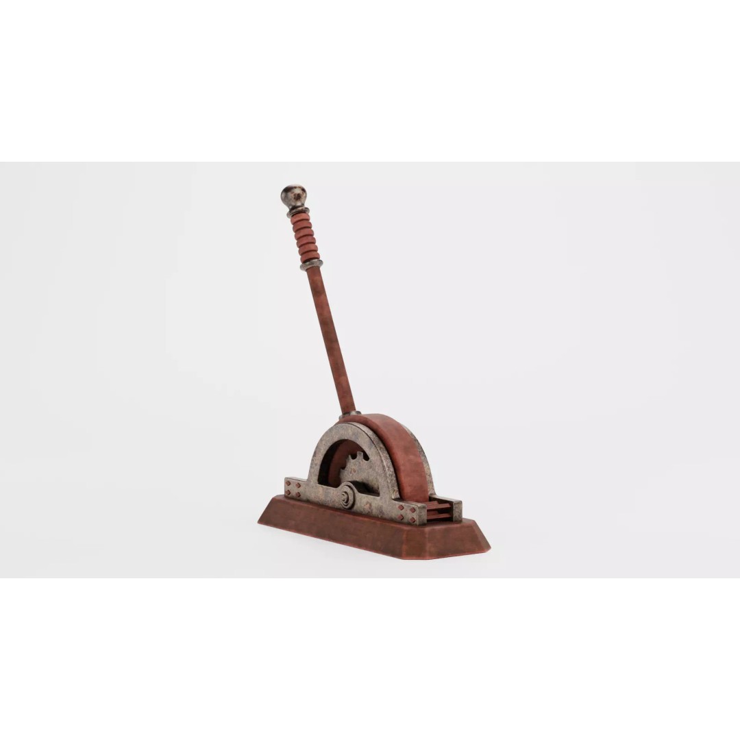 Rusty Lever 3D Model – Rigged Low-Poly Industrial Tool, Blender - View 5