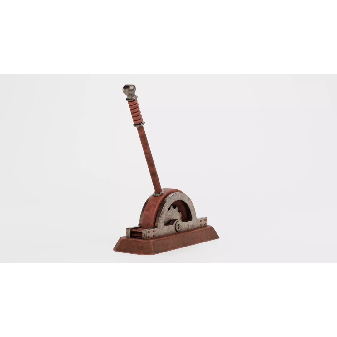 Rusty Lever 3D Model – Rigged Low-Poly Industrial Tool, Blender - View 6