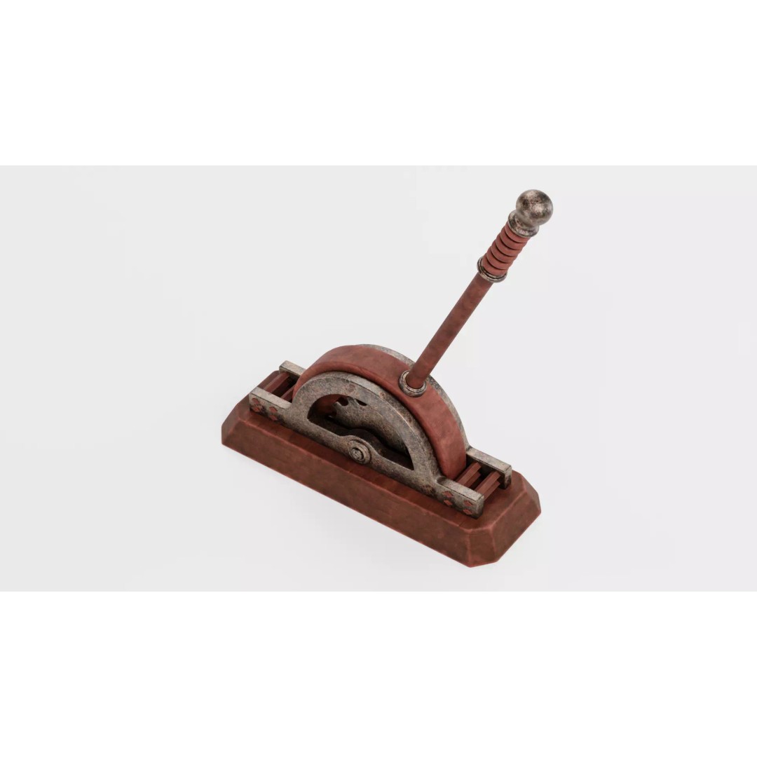 Rusty Lever 3D Model – Rigged Low-Poly Industrial Tool, Blender - View 7
