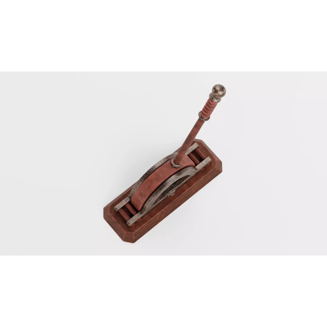 Rusty Lever 3D Model – Rigged Low-Poly Industrial Tool, Blender - View 8