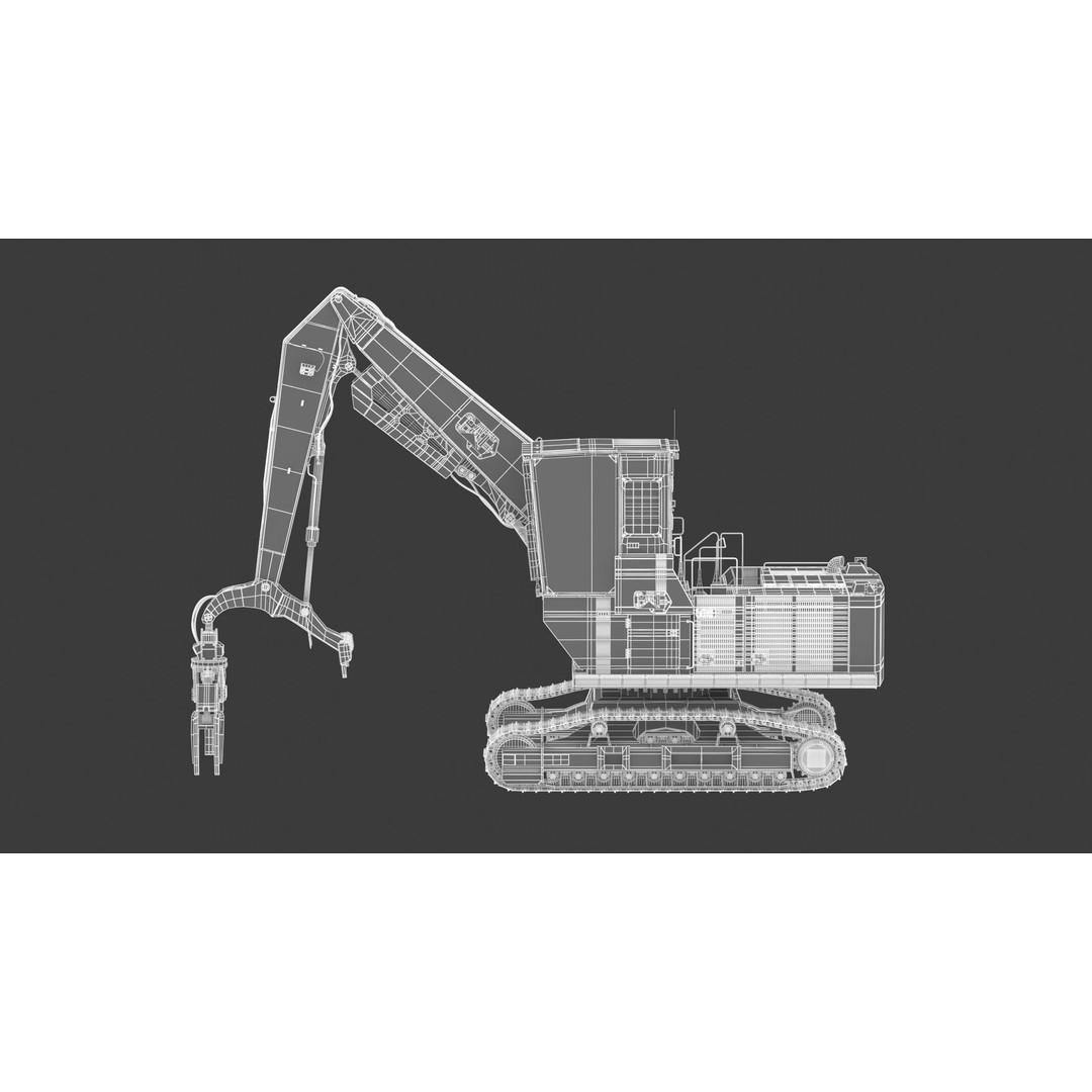 CAT FM568 Forest Log Loader 3D Model – High Poly Game Asset, FBX & OBJ - View 24