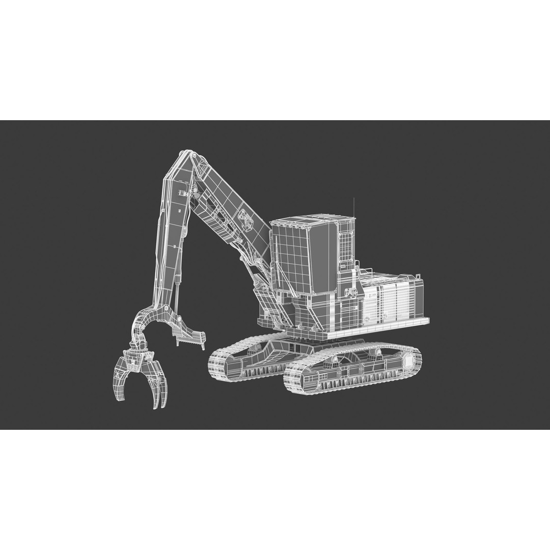 CAT FM568 Forest Log Loader 3D Model – High Poly Game Asset, FBX & OBJ - View 25