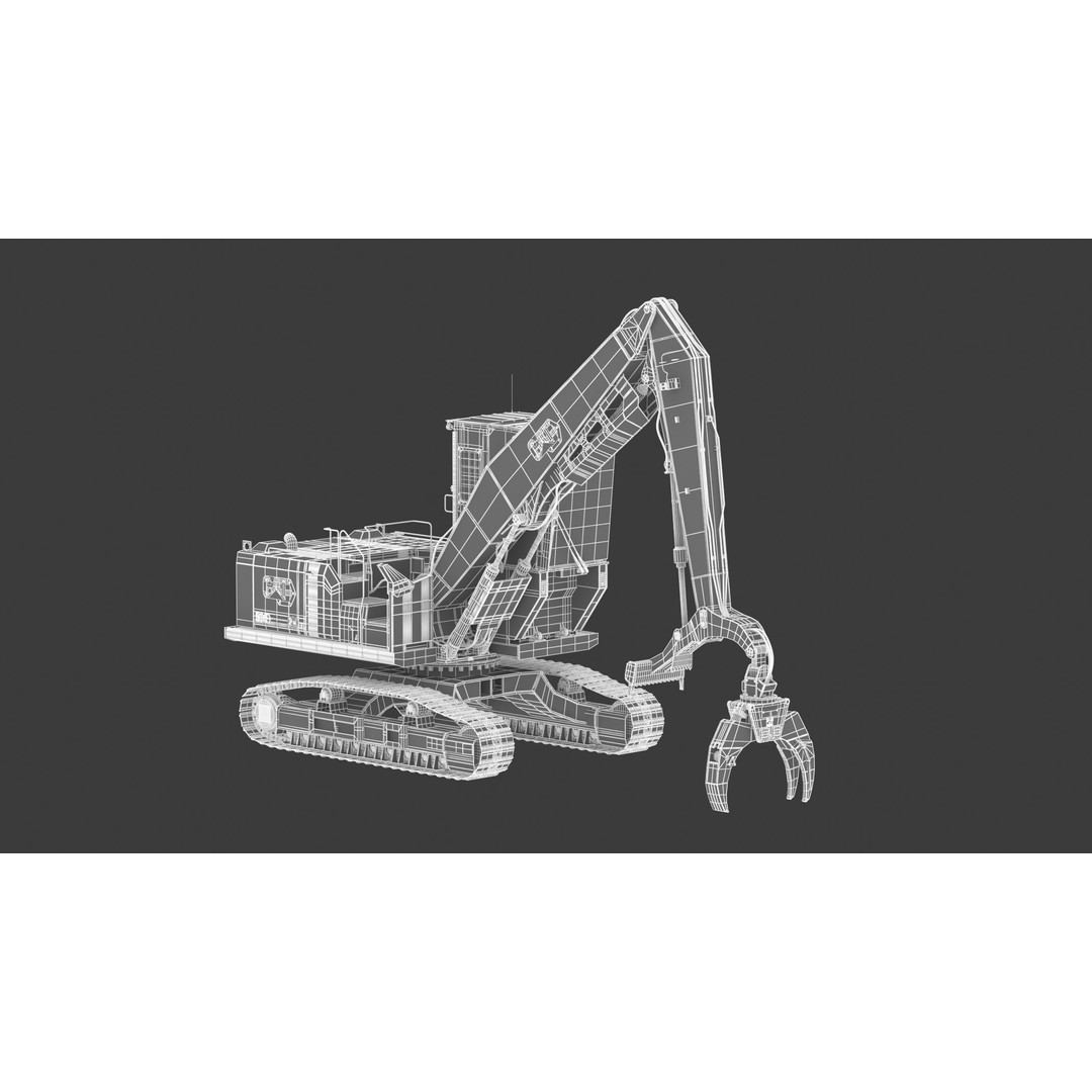 CAT FM568 Forest Log Loader 3D Model – High Poly Game Asset, FBX & OBJ - View 27