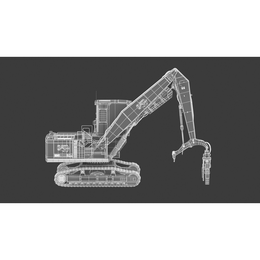 CAT FM568 Forest Log Loader 3D Model – High Poly Game Asset, FBX & OBJ - View 28