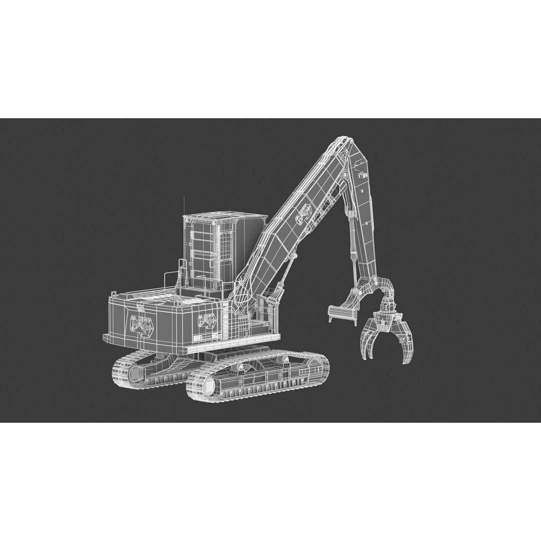 CAT FM568 Forest Log Loader 3D Model – High Poly Game Asset, FBX & OBJ - View 29