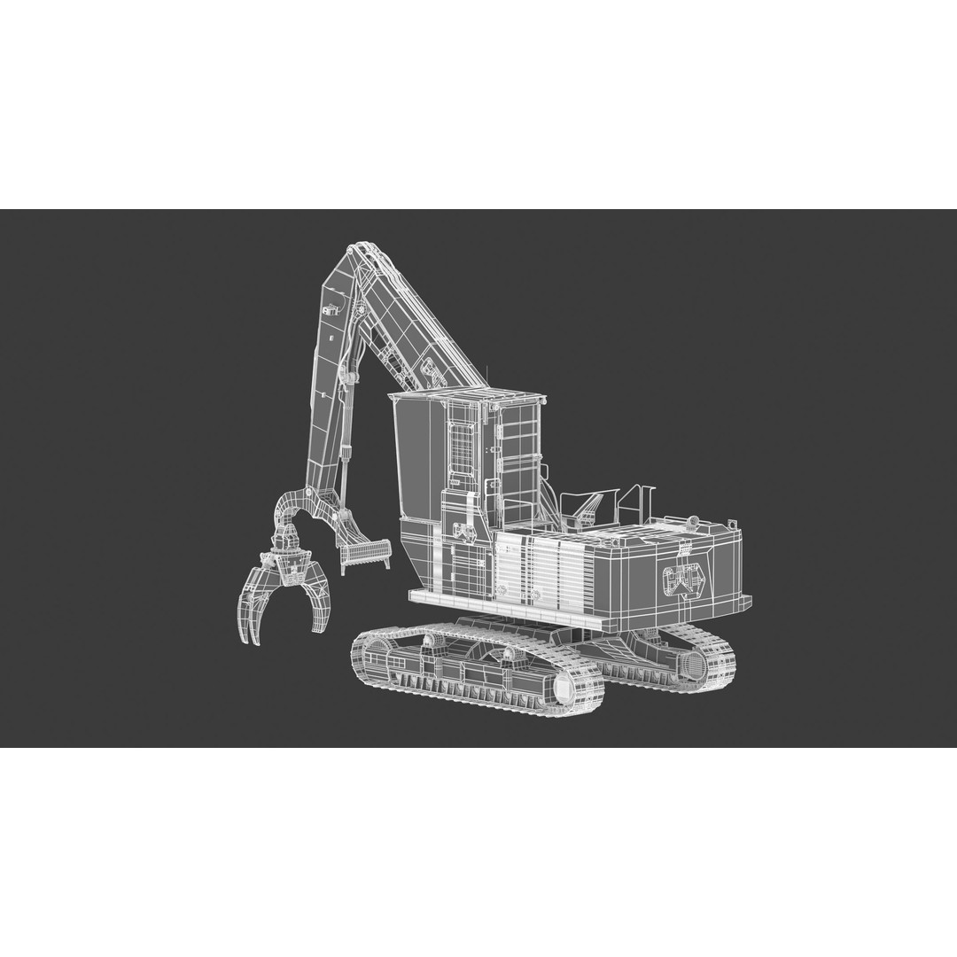 CAT FM568 Forest Log Loader 3D Model – High Poly Game Asset, FBX & OBJ - View 31