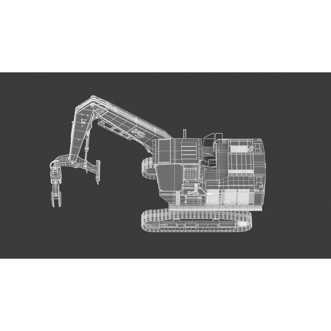 CAT FM568 Forest Log Loader 3D Model – High Poly Game Asset, FBX & OBJ - View 32