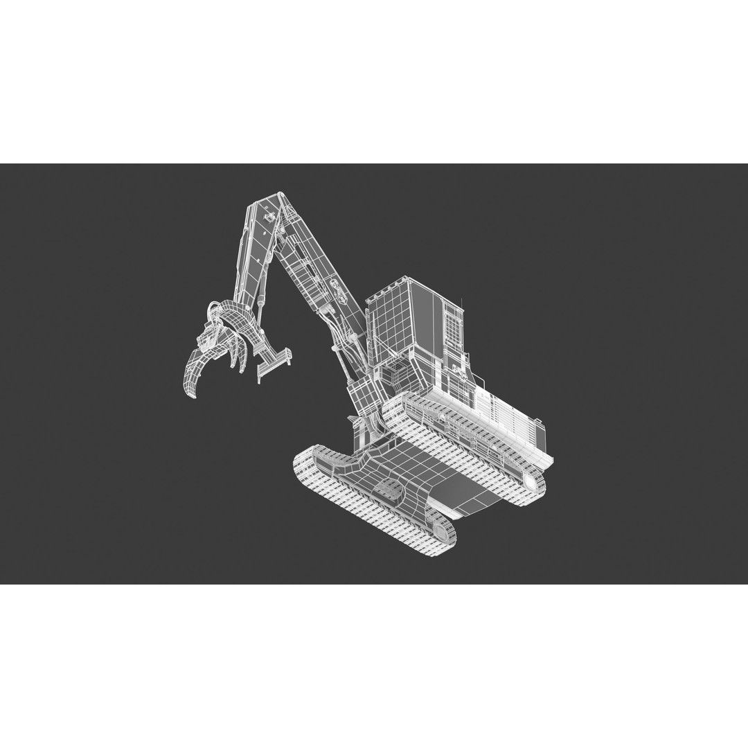 CAT FM568 Forest Log Loader 3D Model – High Poly Game Asset, FBX & OBJ - View 33