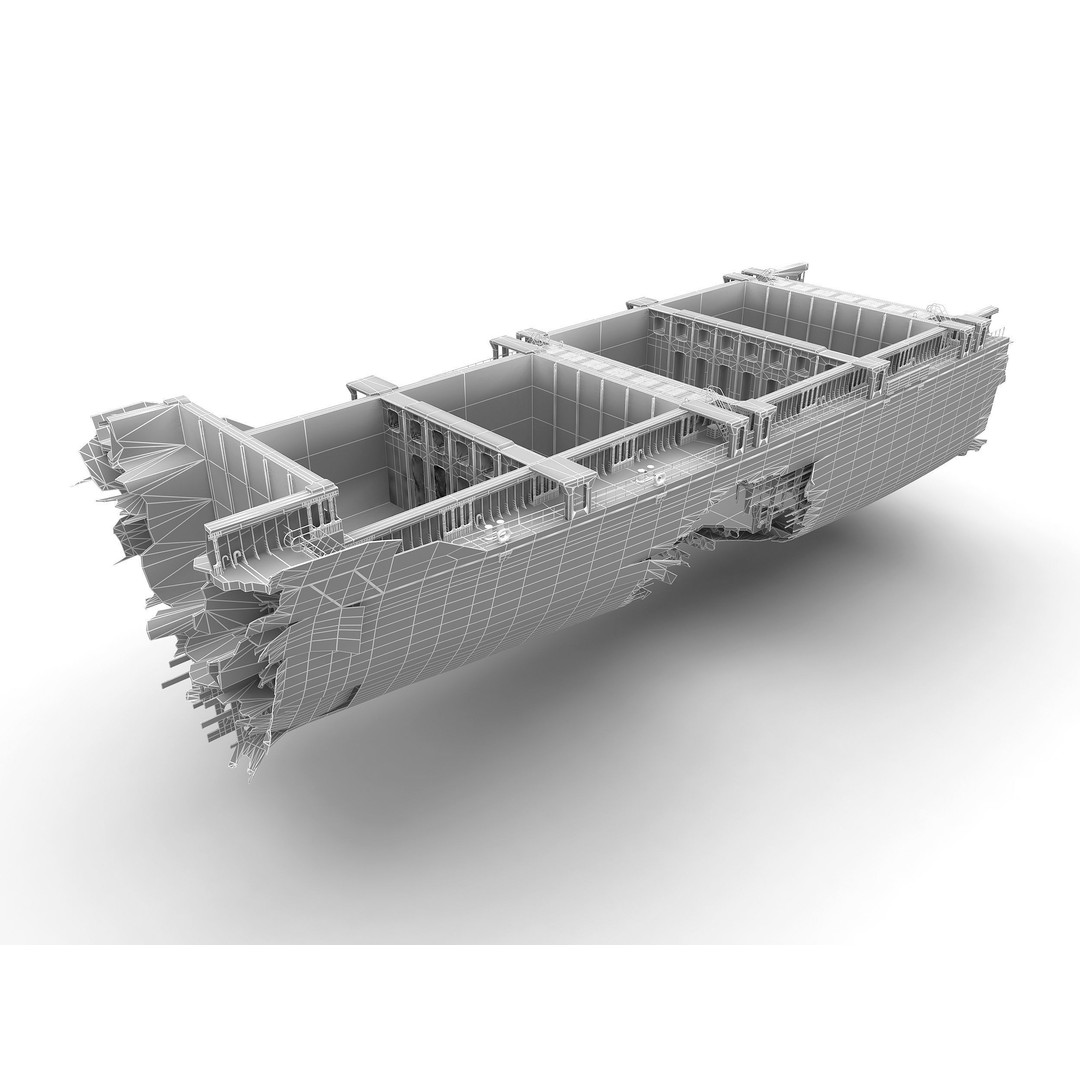 Burned Ship 3D Model – High Quality PBR Container Feeder, FBX - View 10