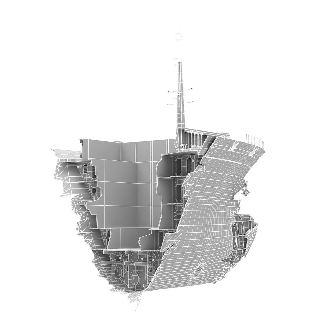 Burned Ship 3D Model – High Quality PBR Container Feeder, FBX - View 12