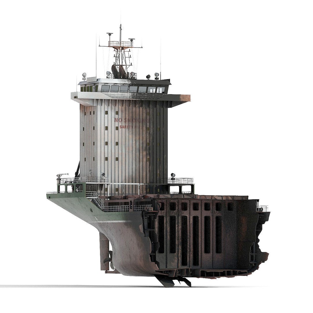 Burned Ship 3D Model – High Quality PBR Container Feeder, FBX - View 17