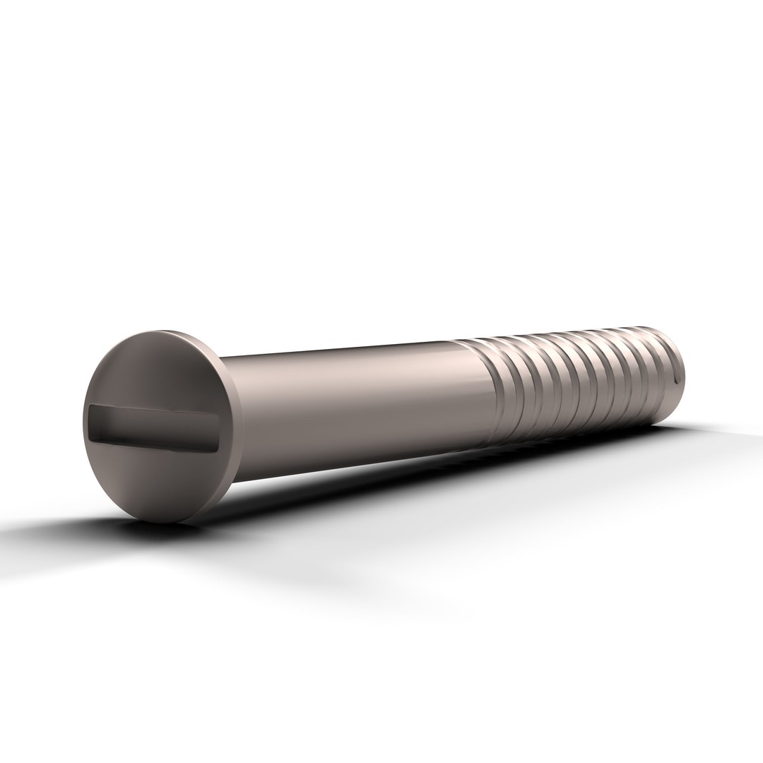 Flat Screw 3D Model – Low Poly Industrial Hardware, FBX & OBJ - View 3