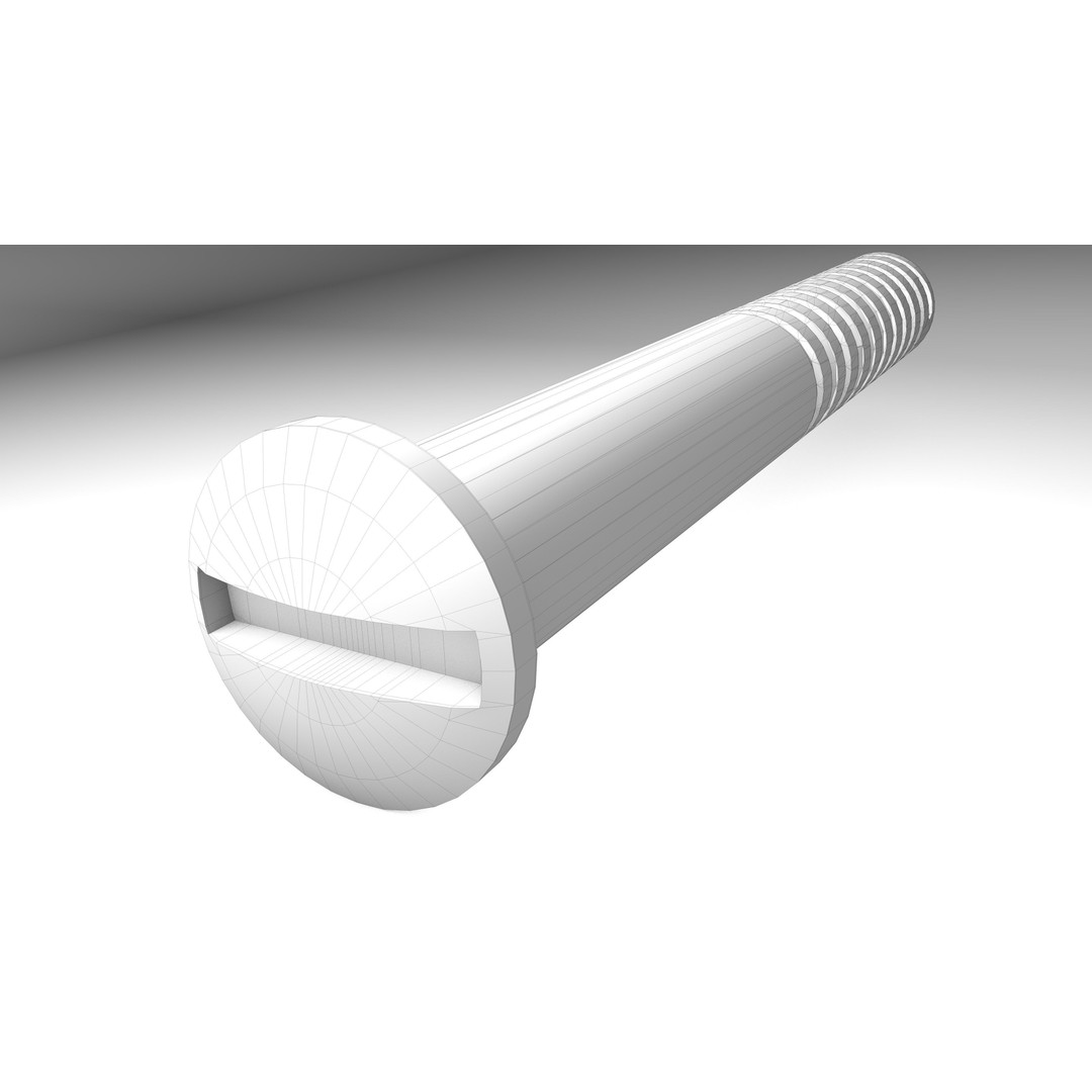 Flat Screw 3D Model – Low Poly Industrial Hardware, FBX & OBJ - View 8
